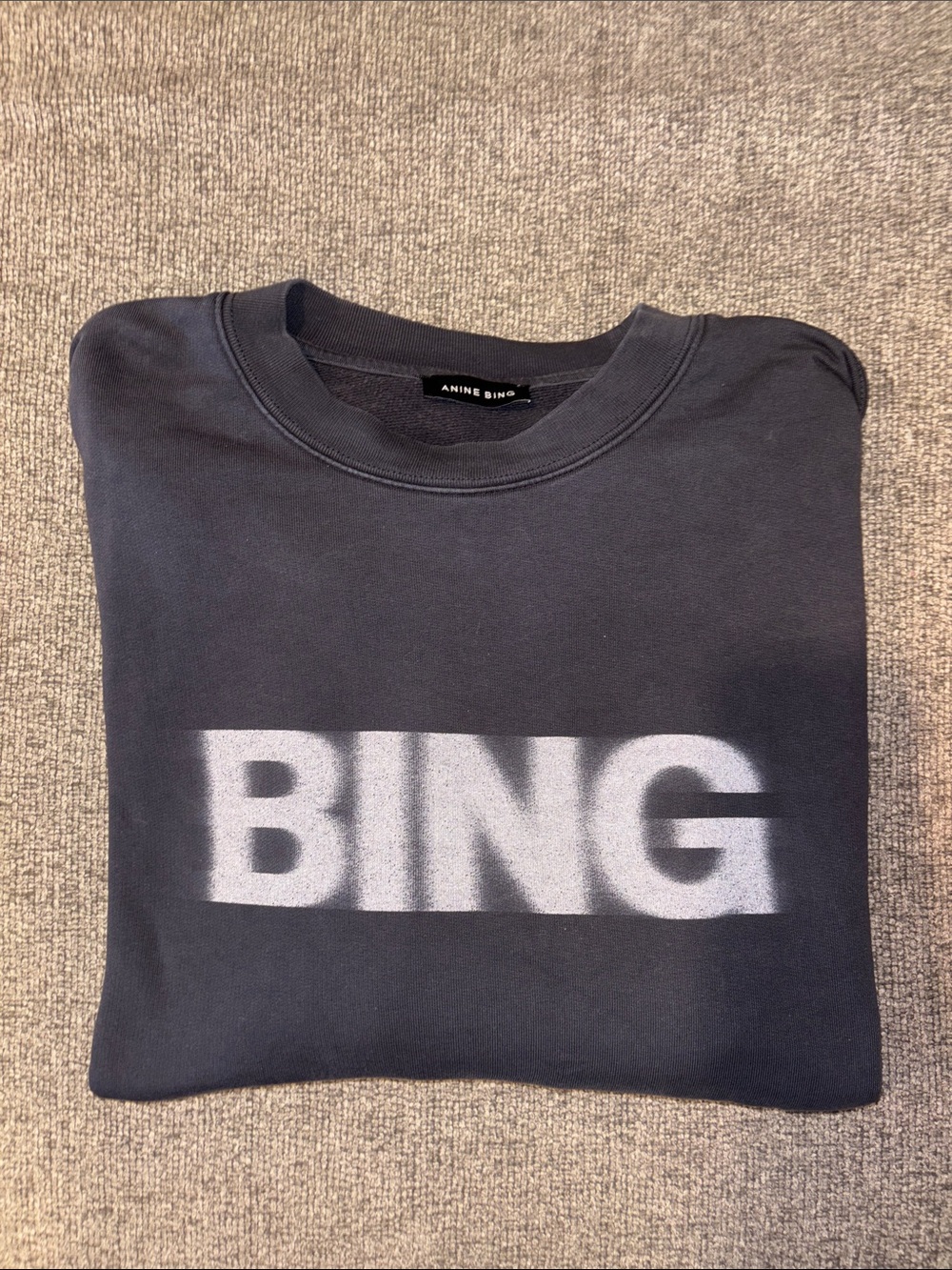 Anine Bing Black Charcoal BING Logo Crewneck Sweatshirt
